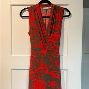 New York & Company Red and Green Midi Dress